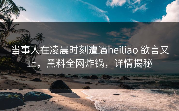 当事人在凌晨时刻遭遇heiliao 欲言又止，黑料全网炸锅，详情揭秘
