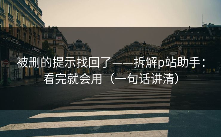 被删的提示找回了——拆解p站助手:看完就会用(一句话讲清) 被删的提示找回了——拆解p站助手:看完就会用(一句话讲清)